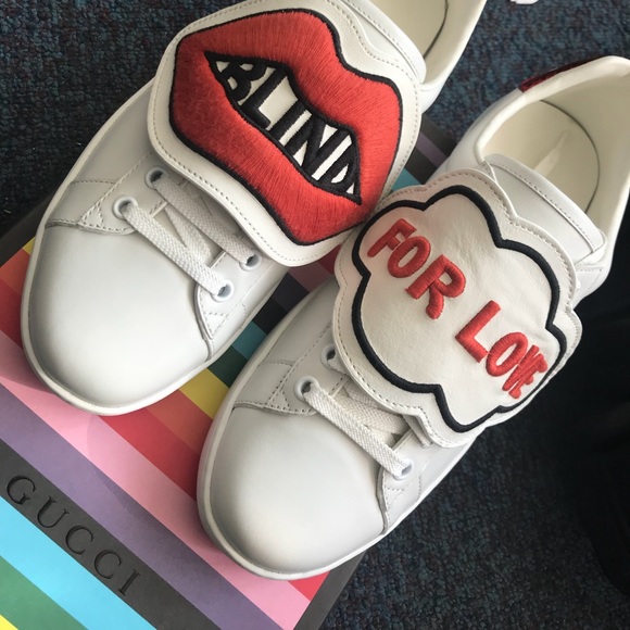 Gucci | Shoes | Gucci Ace Sneaker Blind For Love | Poshmark